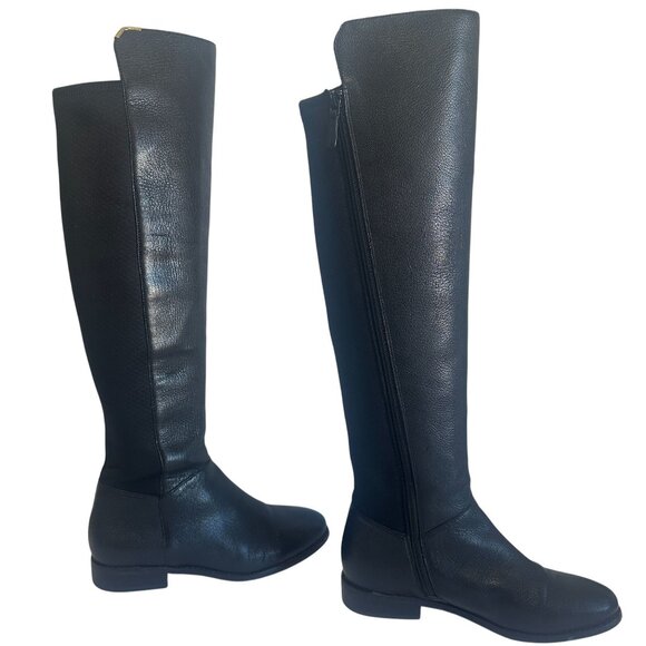 Cole Haan Dutchess Tall Leather Over-The-Knee Black Biker Riding Boots Size 7 - Picture 2 of 14